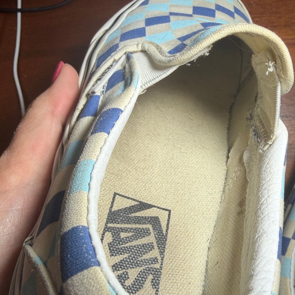 Vans Slip-On Checkerboard Sneakers in Blue and Light Blue — women’s 6/mens 4.5 - Picture 10 of 15